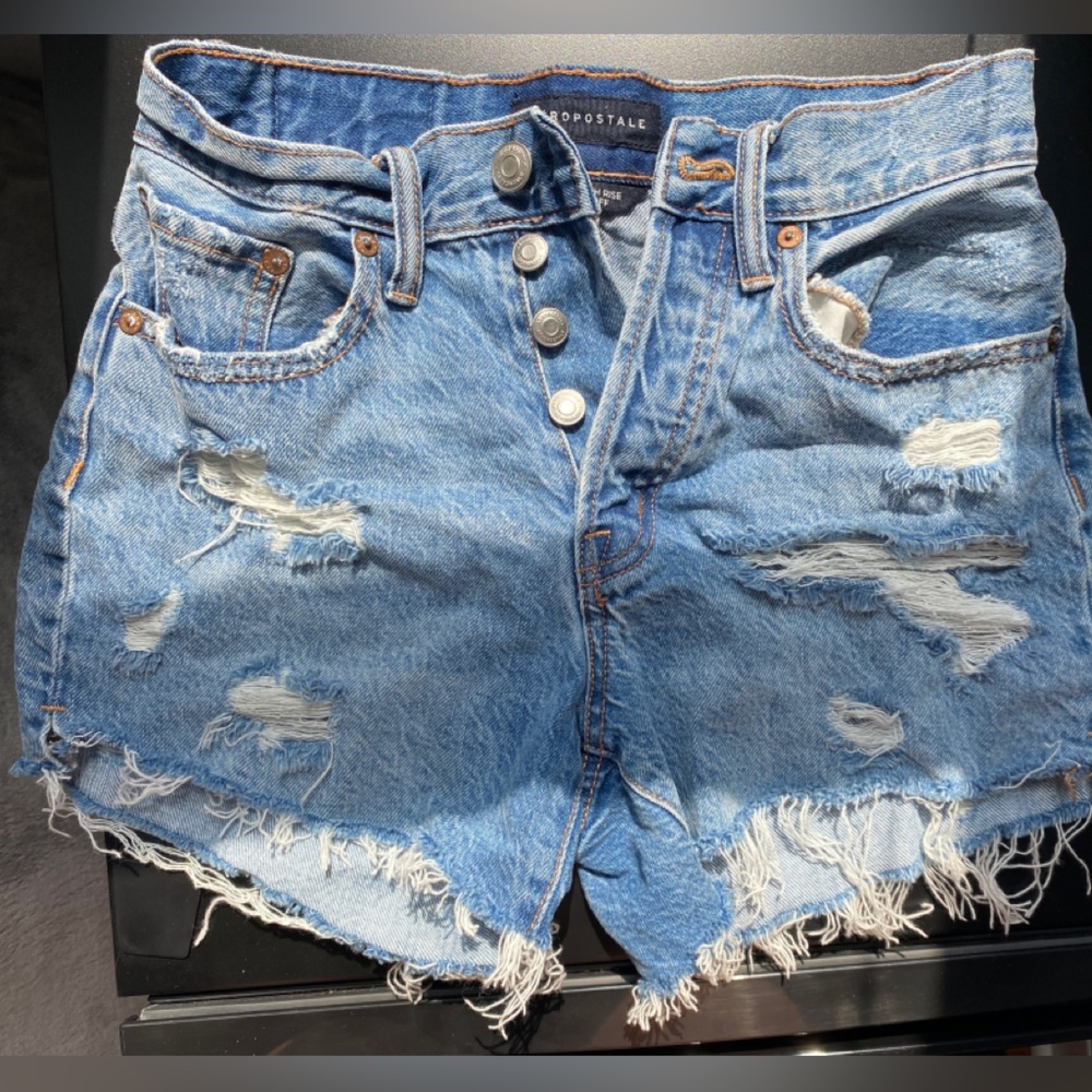 90s Cut Off Button Up Jean Shorts